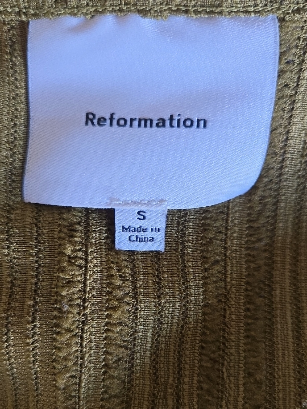 Reformation Olive Ribbed Square-Neck Mini Dress - Picture 2 of 3